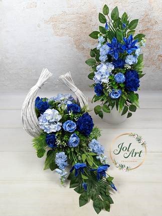 KOMPLET: KOMPOZYCJA Z BUKIETEM DO WAZONU NA CMENTARZ