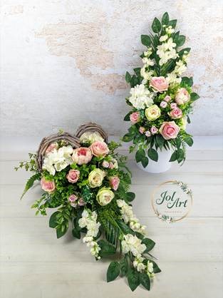 KOMPLET: KOMPOZYCJA Z BUKIETEM DO WAZONU NA CMENTARZ