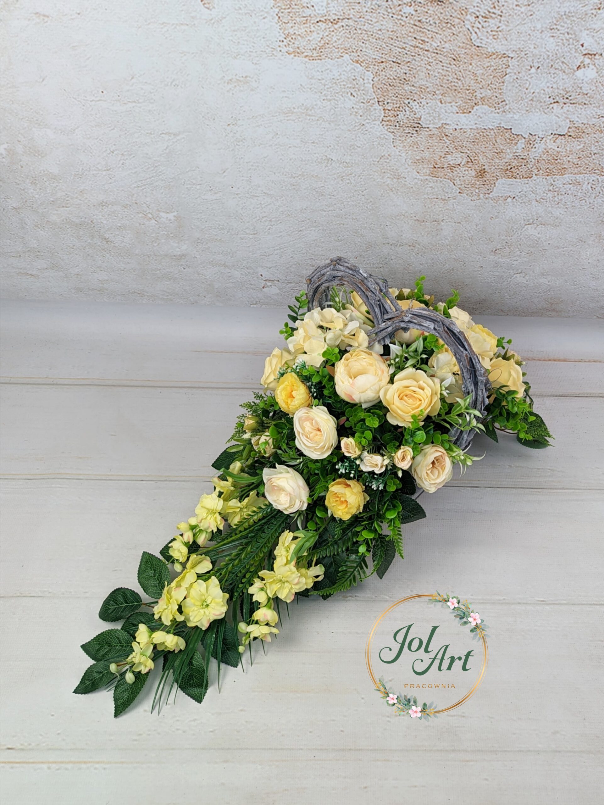 KOMPLET: KOMPOZYCJA W KOSZU SERCE NA PŁYTĘ Z BUKIETEM DO WAZONU NA CMENTARZ Z TULIPANAMI - obrazek 3