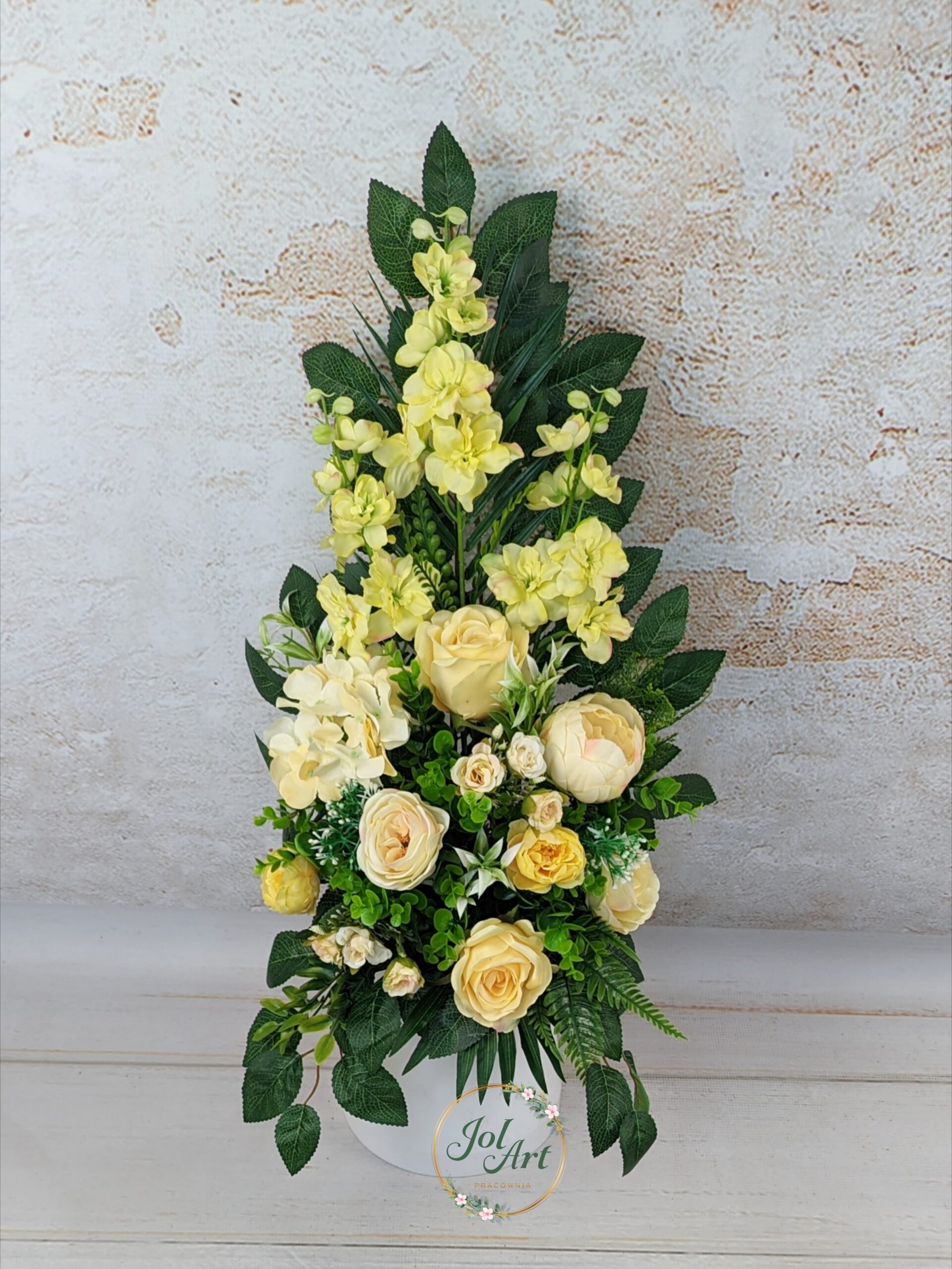 KOMPLET: KOMPOZYCJA W KOSZU SERCE NA PŁYTĘ Z BUKIETEM DO WAZONU NA CMENTARZ Z TULIPANAMI - obrazek 2