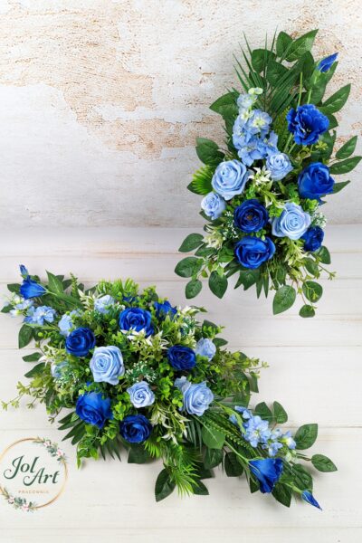 KOMPLET: KOMPOZYCJA NA PŁYTĘ Z BUKIETEM DO WAZONU NA CMENTARZ