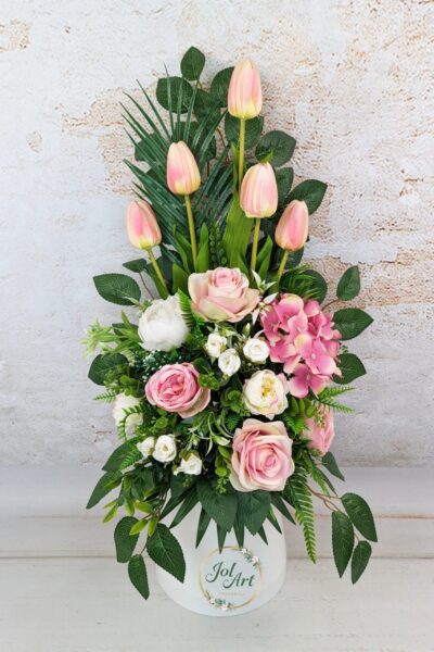 BUKIET DEKORACYJNY DO WAZONU NA CMENTARZ Z TULIPANAMI