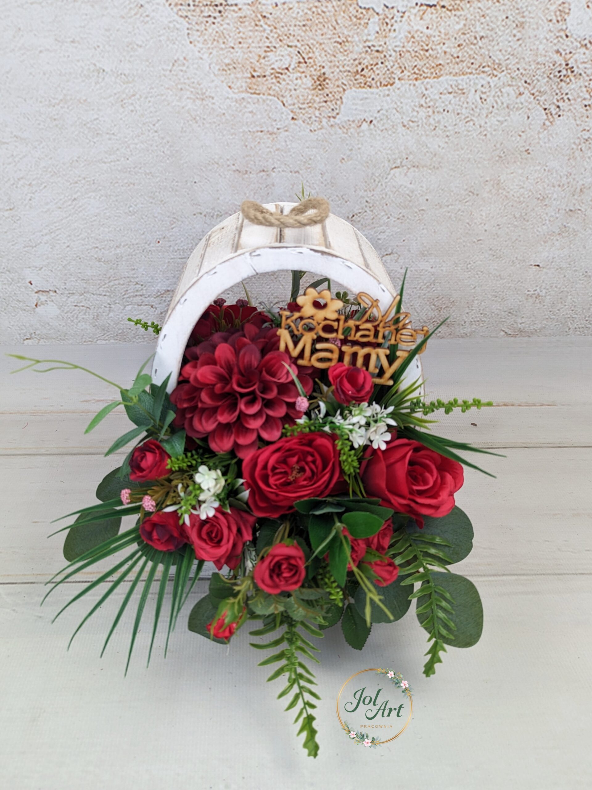 KOMPLET NA DZIEŃ MAMY: KOMPOZYCJA NA PŁYTĘ Z BUKIETEM DO WAZONU NA CMENTARZ - obrazek 2