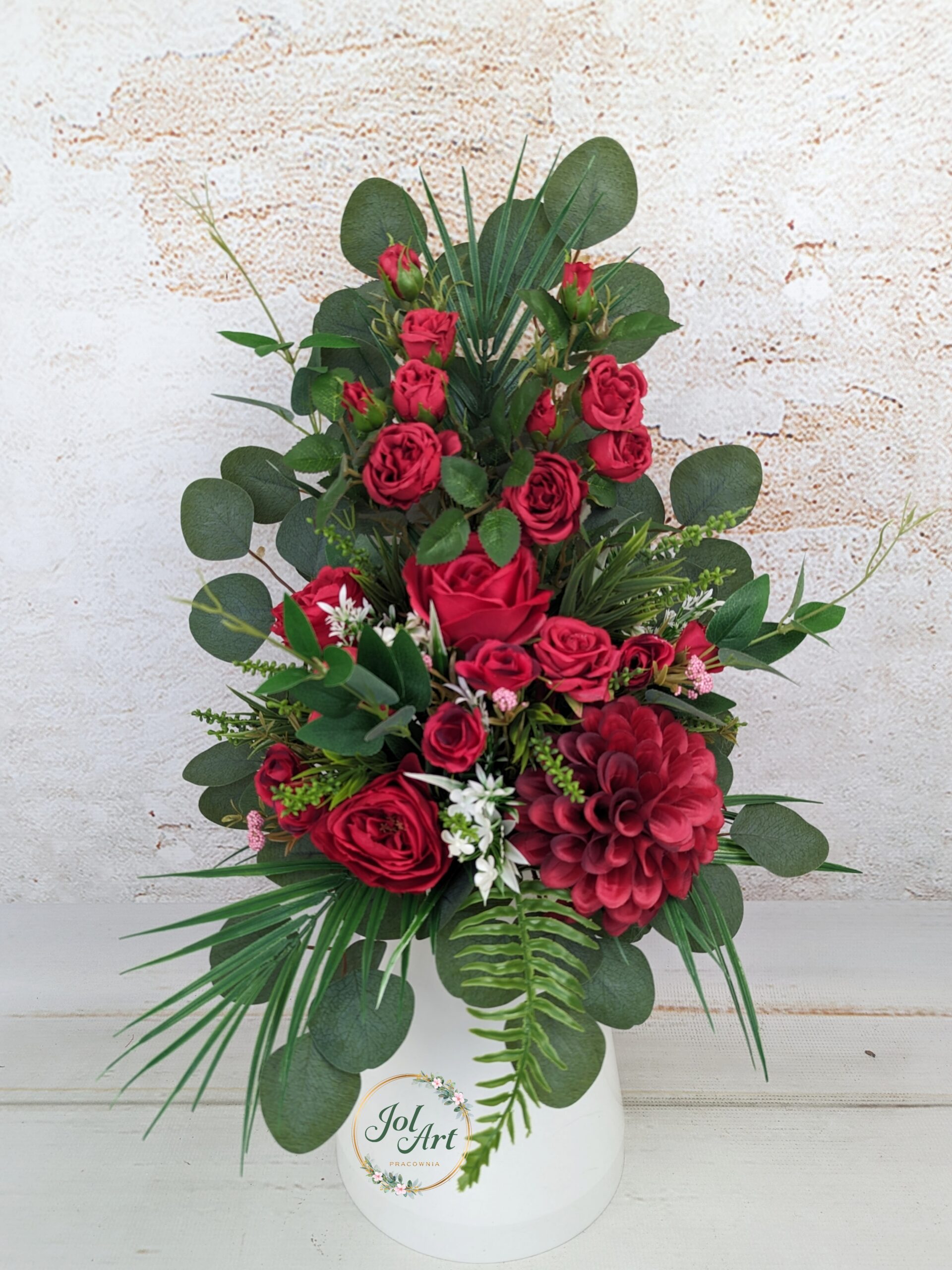 KOMPLET NA DZIEŃ MAMY: KOMPOZYCJA NA PŁYTĘ Z BUKIETEM DO WAZONU NA CMENTARZ - obrazek 3